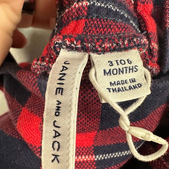 Janie and Jack Baby Girls 3-6 Months Plaid Jumper Dress Red Black Holiday - Picture 3 of 3